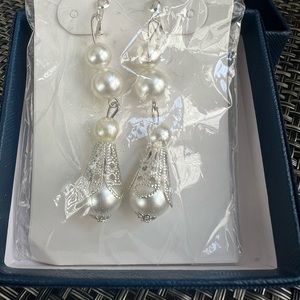 Elegant Silver Pearl Drop Earrings